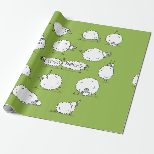 Papel De Presente Ovelha engraçada fazendo ioga, esboço (Desenrolado)