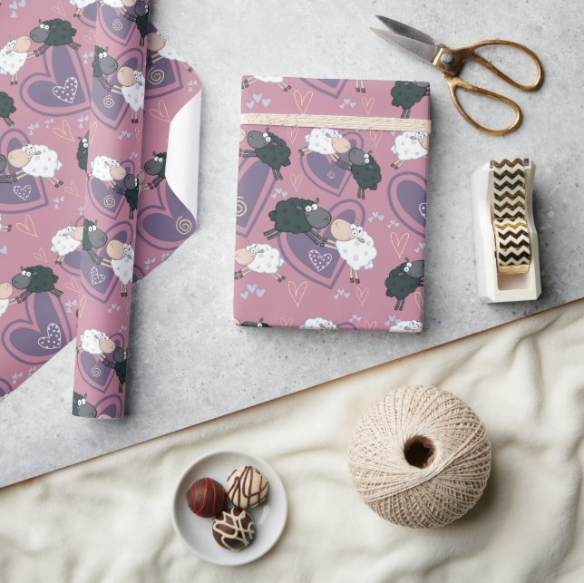 Papel De Presente Ovelha Preta Ovelha Branca Amor (Artesanato)