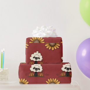Papel De Presente Ovelhas E Flores