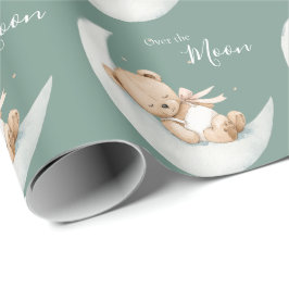 Papel De Presente Over the Moon Bear Baby Shower