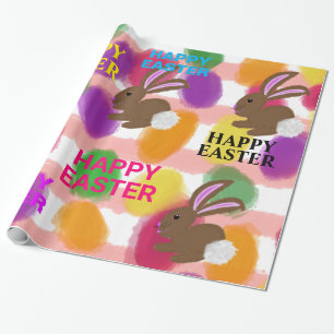 Papel De Presente Ovos coloridos coelhinho da Páscoa