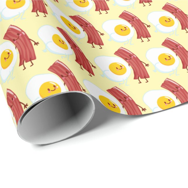 Papel De Presente Ovos de azulejos fofos padrão bacon (Ponta do rolo)