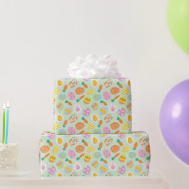 Papel De Presente Ovos de Páscoa de Colorida Aquosa e Cenouras Verde