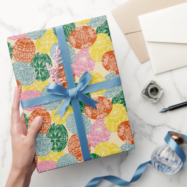 Papel De Presente Ovos De Páscoa Desordenados Do Pysanky Ucraniano P (Presentear)