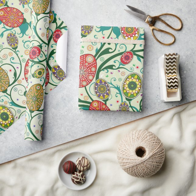 Papel De Presente Ovos de Páscoa escandinavos coloridos (Artesanato)