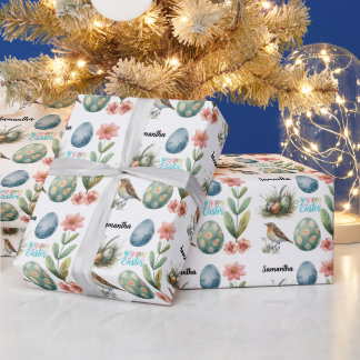 Papel De Presente Ovos de Páscoa Felizes e Caprichosos Personalizado