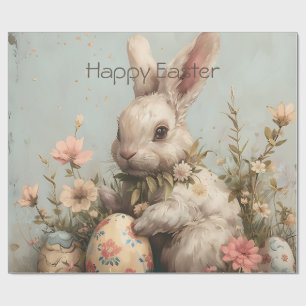Papel De Presente Ovos de Páscoa Flores Coelhinho Fofo 