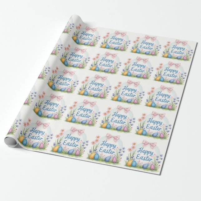 Papel De Presente Ovos de Páscoa Populares Bela Coleção (Desenrolado)