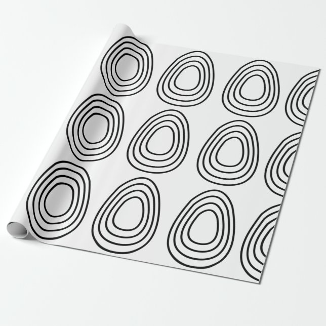 Papel De Presente Ovos de Páscoa Preto e Branco Feliz Páscoa (Desenrolado)
