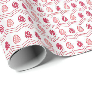 Papel De Presente Ovos de Páscoa Rosa Vermelho Padrão de Páscoa  
