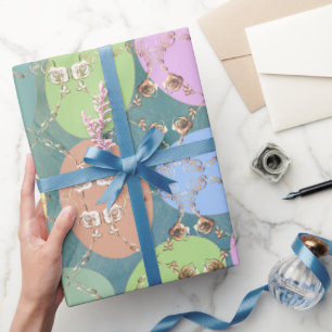 Papel De Presente Ovos de Rosa de páscoa em verde azul