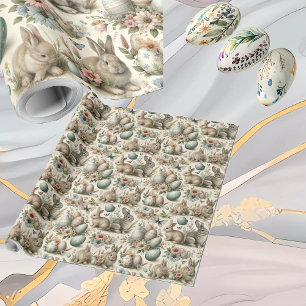 Papel De Presente Ovos Decorativos de Páscoa Coelhinho Pastel Floral