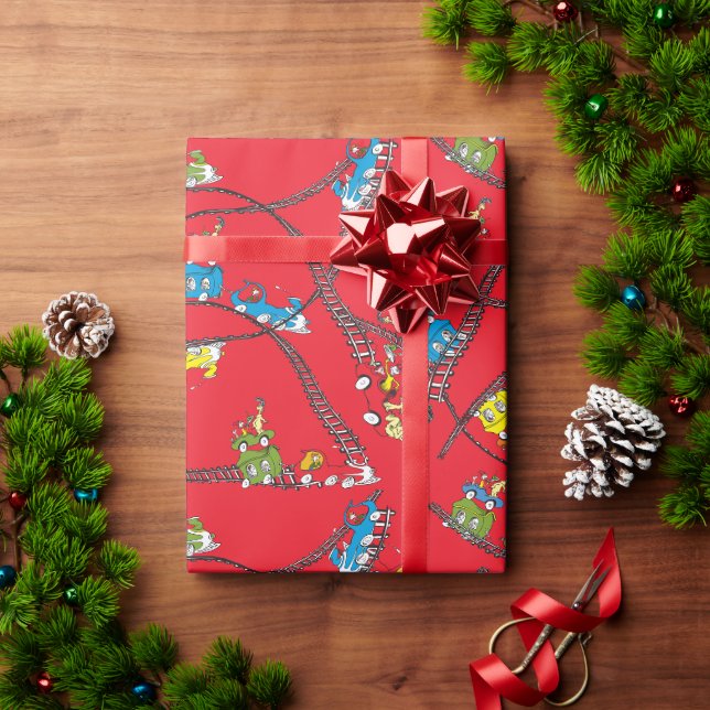 Papel De Presente Ovos Verdes e Presunto | Padrão de Trem (Presente de Natal)