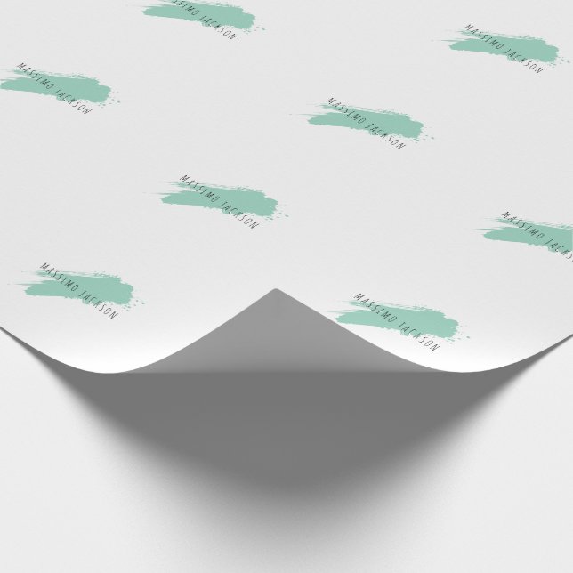 Papel De Presente Own Name Decorative Chic Plain Simple Blue White (Ponta)