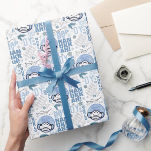 Papel De Presente Oy To The World Engraçado Musk Hanukkah Blue Menor