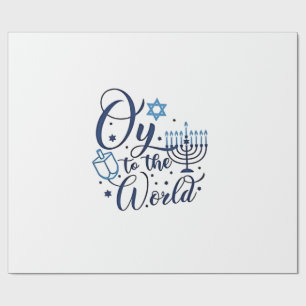 Papel De Presente Oy to the World Hanukkah Jewish Engraçado