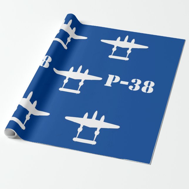 Papel De Presente P-38 Azul e Branco (Desenrolado)