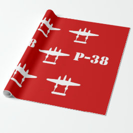 Papel De Presente P-38 Relâmpago Vermelho e Branco