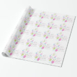 Papel De Presente Pacote de casamento personalizado de pétalas de fl<br><div class="desc">Bonito papel de embrulho de casamento ideal para embrulhar um presente muito especial para os recém-casados ou para embrulhar favores de casamento. Simples cinza moderna, contorno de flores rosa, azul e verde e pétalas gráficas papel de embrulho de presente. Personalize com o nome da noiva e do noivo e a...</div>