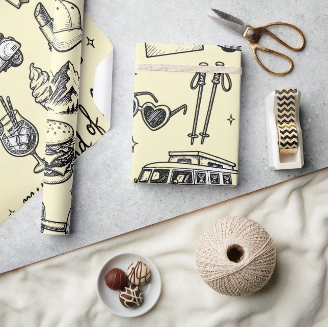 Papel De Presente Pacote de Clipart de Estilo de Vida Desenhado à Mã (Artesanato)