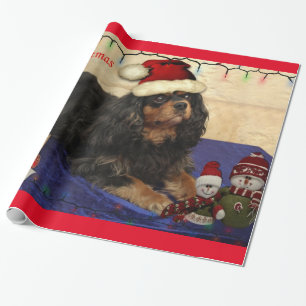 Papel De Presente Pacote de Natal Cavalier King Charles Spaniel