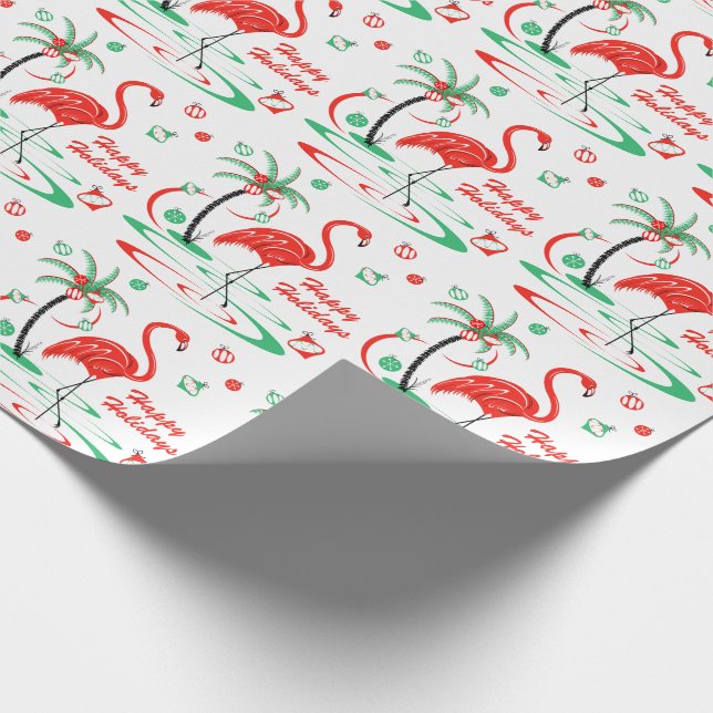 Papel De Presente Pacote de presente de Natal Vermelho Flamingo Feli (Ponta)