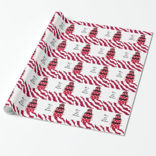 Papel De Presente Pacotes de Natal Vermelhos e Brancos