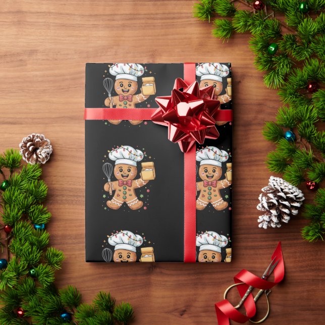 Papel De Presente Padeiro de Homem de Biscoito de Gengibre Fofo Nata (Presente de Natal)