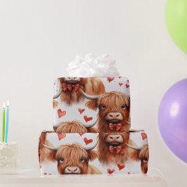Papel De Presente Padrão 2 do Coração do Namorados de Vaca do Canto 