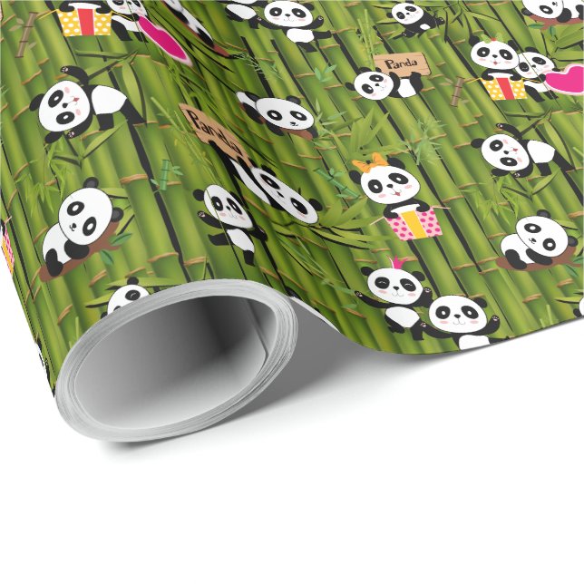Papel De Presente Padrão 2 do Panda (Ponta do rolo)