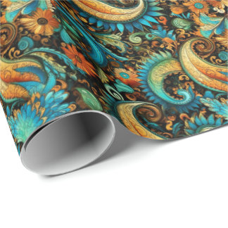 Papel De Presente Padrão 7 do Abstrato da ventoinha do Ouro