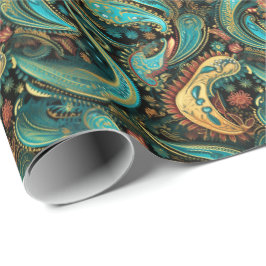 Papel De Presente Padrão 9 do Abstrato do ventilador do Ouro do Pais