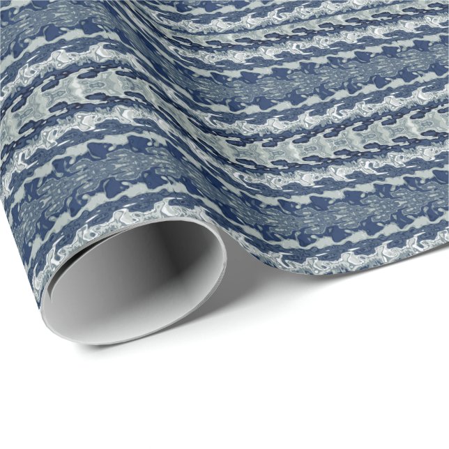 Papel De Presente Padrão Abstrato Azul Naval   (Ponta do rolo)
