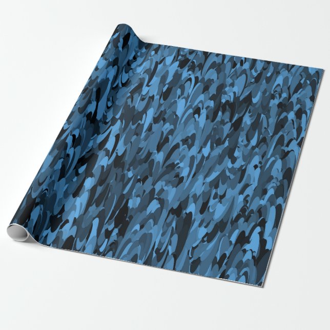 Papel De Presente Padrão Abstrato Azul Preto (Desenrolado)