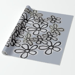 Papel De Presente Padrão abstrato Black and White Daisies