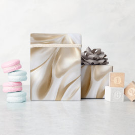 Papel De Presente Padrão Abstrato Branco Brilho Pérola Dourada Elega