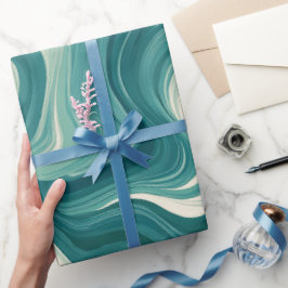 Papel De Presente Padrão Abstrato Branco de Movimento Água Teal