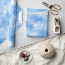Papel De Presente Padrão Abstrato Branco Névoa Aquarela Céu Azul