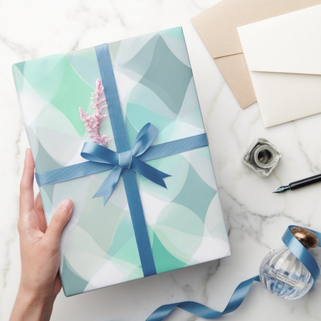 Papel De Presente Padrão abstrato branco suave em menta pastel aqua (Presentear)