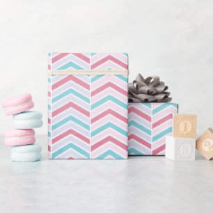 Papel De Presente Padrão abstrato Cherry e Blue Faded Chevron