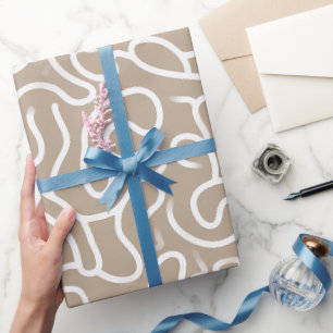 Papel De Presente Padrão Abstrato Curva Orgânica Bege Taupe Mínimo