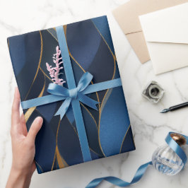 Papel De Presente Padrão Abstrato Curva Ouro Safira Luxo