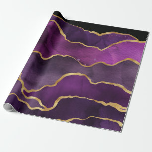 Papel De Presente Padrão Abstrato de Aquarela Roxa Elegante