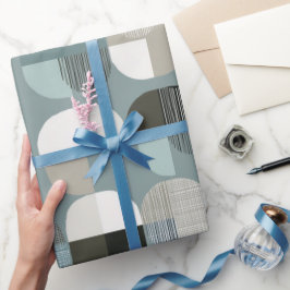 Papel De Presente Padrão Abstrato de Equilíbrio Azul Cinza Suave