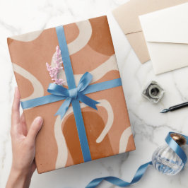 Papel De Presente Padrão Abstrato de Fluxo Natural Marrom Argila Ter