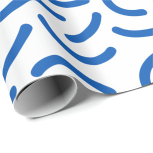 Papel De Presente Padrão abstrato de linhas azuis grossas e ondulada