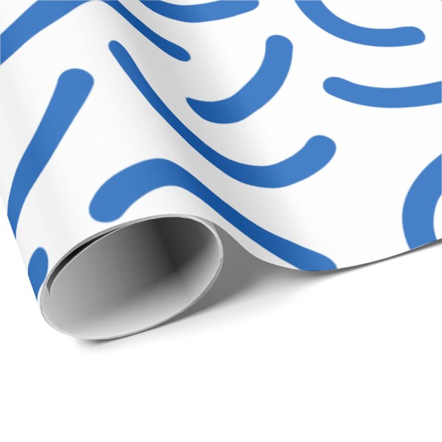 Papel De Presente Padrão abstrato de linhas azuis grossas e ondulada (Criador carregado)