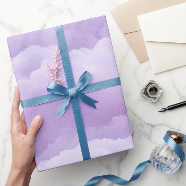 Papel De Presente Padrão Abstrato de Nuvem de Névoa de Lavanda Lilás (Presentear)