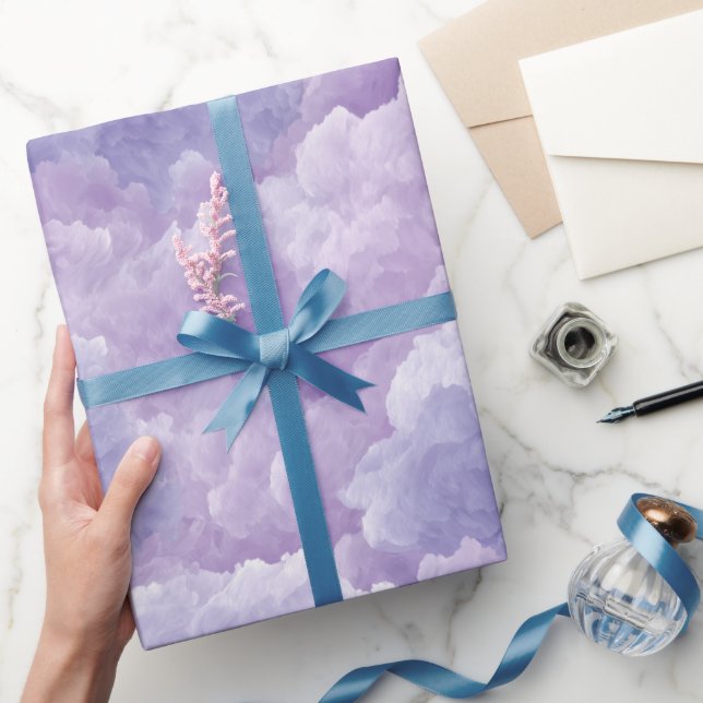 Papel De Presente Padrão Abstrato de Nuvem de Névoa de Lavanda Lilás (Presentear)