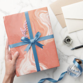 Papel De Presente Padrão Abstrato de Onda de Coral Fluido Pêssego em